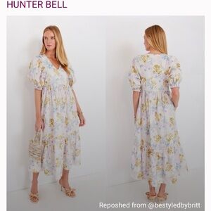 Hunter Bell Floral Midi Dress - White and Yellow